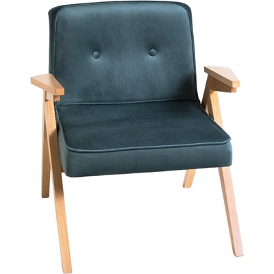 Nordic Design Vinnie petrolejově modré sametové s přírodní podnoží