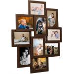 vidaXL Фоторамка колаж за 10 снимки (10х15 см), тъмнокафява, МДФ (332778)