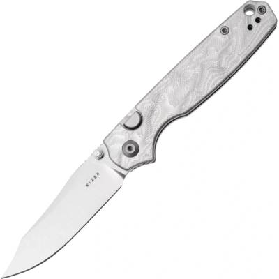 Kizer Pokiman BLL AEB-L Satin,Aluminum Foil G10, Button Liner Lock V3789BCA1
