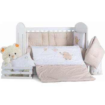 Бебешки спален комплект Бродерия Слон балон точки капучино