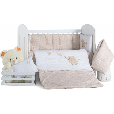 Бебешки спален комплект Бродерия Слон балон точки капучино