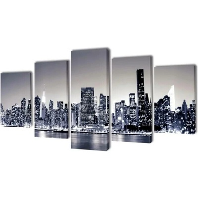 Sada obrazů, tisk na plátně monochromní panoráma New Yorku 200x100 cm
