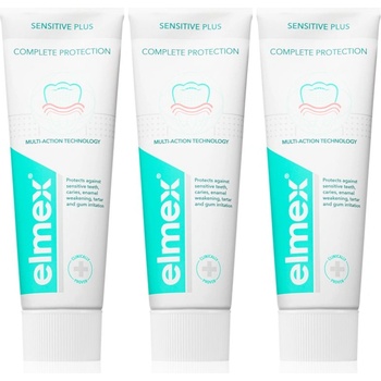 Elmex Sensitive Plus Complete Protection подсилваща паста за зъби 3x75ml