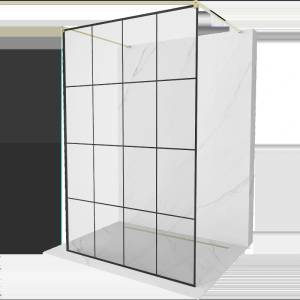 Mexen Kioto самостоятелна душ кабина 160 x 200 см, черна решетка 8 мм, златна - 800-160-002-50-77 (800-160-002-50-77)