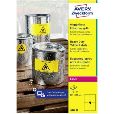 Avery-Zweckform L6127-20 prehľad produktov fólie žltá 1 ks trvalé Fóliové etikety