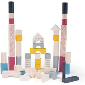 Bigjigs Toys Цветен дървен конструктор (34044)