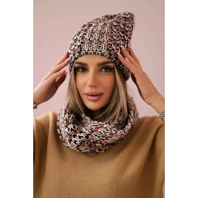 Fashionweek Dámský zimní komplet čepice a komín s fleecem K202 Hnědý