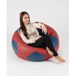 Pufrelax Пуф, топка 400л. Telstar XL - Red & Blue, Еко кожа, Пълнеж от Полистиролни перли