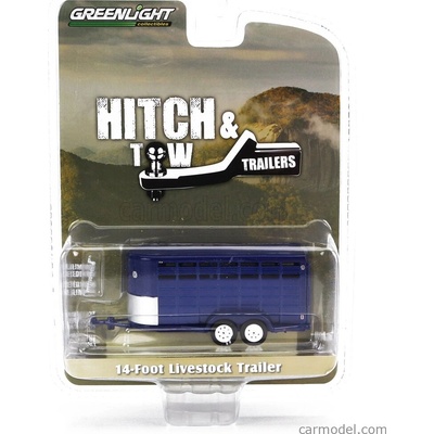 Greenlight Trailer 14 foot Livestock Trasporto Animali Bestiame Blue 1:64