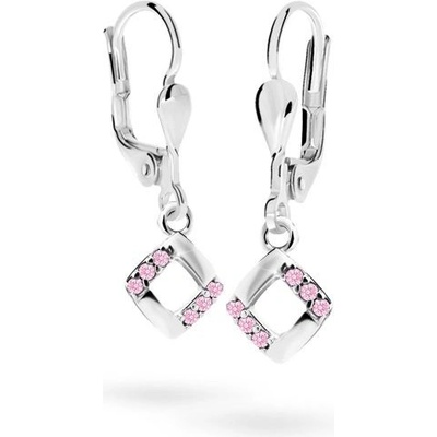 Danfil dětské náušnice C2268 z bílého zlata s kamínky Pink zapínání klapka