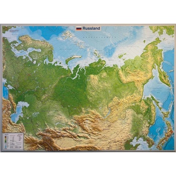 Georelief Rusko - plastická mapa 80 x 60 cm Varianta: bez rámu, Provedení: plastická mapa