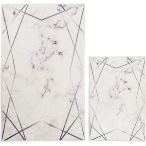 Mila Home Бели/сиви килими за баня в комплект 2 бр. 60x100 cm Geometric - Mila Home (HKG-NEWBNY-201)