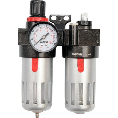 Yato Regulátor tlaku vzduchu 1/4", max. 0,93MPa, s filtrom (90ccm) a primazávaním (60ccm)