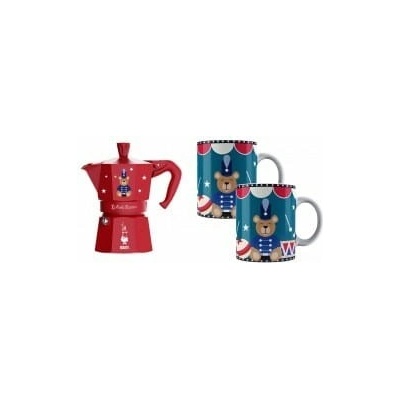 Bialetti Joyful Christmas Moka Express 6 + 2 hrnčeky červený