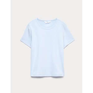 Marks & Spencer Детска рипсирана тениска от чист памук (6-16 години) Marks & Spencer синя Marks & Spencer | Sin | Момичешки | 11-12