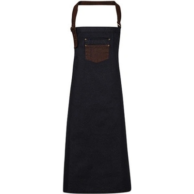 Premier Workwear Džínsová zástera s náprsenkou a umelou kožou PR136 Indigo 72 x 86 cm