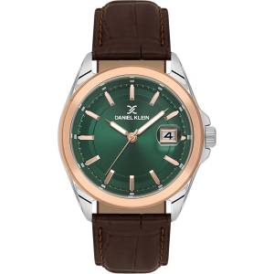 Daniel Klein DK. 6.14206-5 - мъжки часовник, кварцов, 42 mm, зелен циферблат, 5 ATM, кафява кожа Часовници