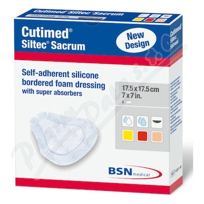 Cutimed Siltec Sacrum nead.pěn.kr.17,5 x 17,5 cm 5 ks