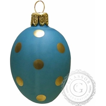 Velikonoční vajíčko mini modré se zlatými puntíky
