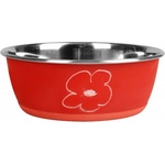 Flamingo Feeding and drinking bowl Tobias Round Red Silver - иноксова купа за вода или храна - ЧЕРВЕНА, размер Ø24 см / 2700 мл, Белгия - 1032346