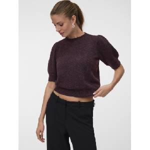 VERO MODA Дамски пуловер VMDOFFY с къс ръкав винено Vero Moda | Cherven | ЖЕНИ | S