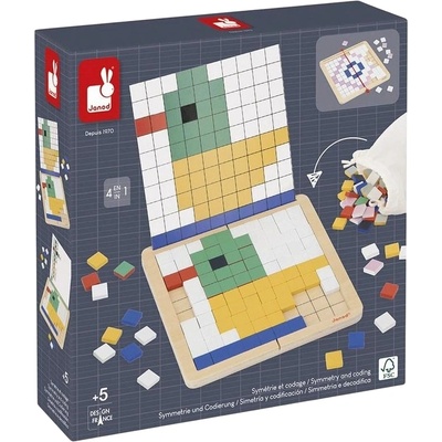 Janod Образователна игра 4 в 1 Janod - Мозайка: симетрия и кодиране (J05093)