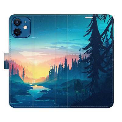 Flip pouzdro iSaprio s kapsičkami na karty - Magical Landscape pro mobil Apple iPhone 12 mini - VÝPRODEJ (Flip knížkové pouzdro, kryt, obal iSaprio s kapsičkami na karty a motivem Magical Landscape pr