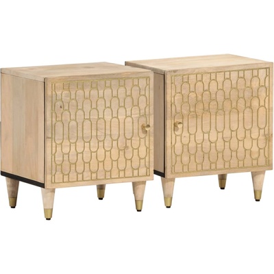 vidaXL Нощни шкафчета, 2 бр, 40x33x46 см, манго масив (358245)