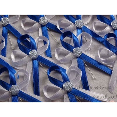 Vývazek s růžičkou - bílá / královská modrá 548 – Zbozi.Blesk.cz