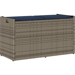 vidaXL Външна пейка за съхранение с възглавница Grey 100 cm Поли ратан (4104067)