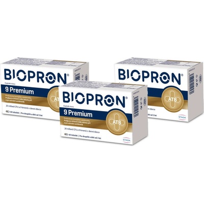 Biopron Premium probiotika a prebiotika při a po užívání antibiotik 3 x 60 tobolek