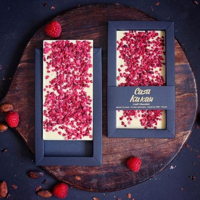 Casa Kakau Veganská bílá s malinami 70 g