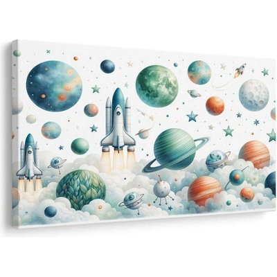 Obraz raketa mezi planetami - 90x60