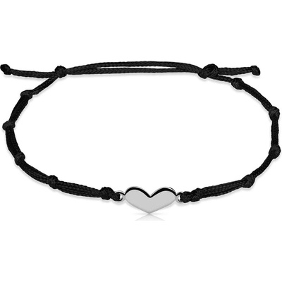 Danfil zlaté srdce s černou šňůrkou DLB/BLL005 bílé zlato