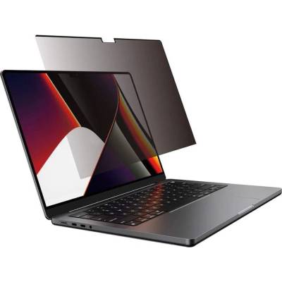 SwitchEasy EasyProtector Magnetic Privacy Screen Protector - защитно покритие с определен ъгъл на виждане за дисплея на MacBook Pro 14 M1 (2021) (черен-прозрачен)