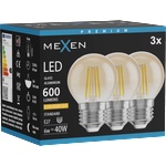 Mexen Vintis 3x LED нажежаема жичка E27, G45, 6W, Топло - 2200K, 600 lm, кехлибар (L156-E27-0622-50x03)
