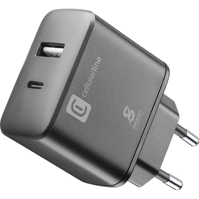 Cellularline Зарядно pd 220v usb + usb-c 25w