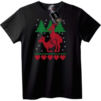 NOONEBRAND Тениска Празнични Елени и Сърца Коледа - 5XL, White