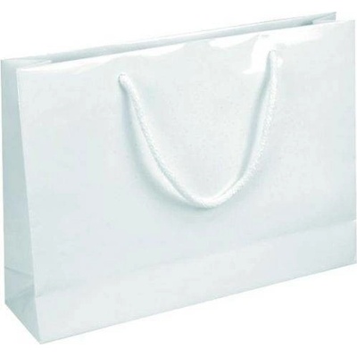 IVONE 35 Papierová darčeková taška, lesklá, 35x9x24 cm, biela