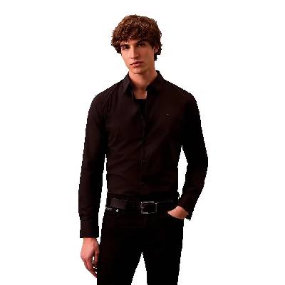 Риза с дълъг ръкав Calvin klein Solid Stretch Slim Fit long sleeve shirt - Black (Black)