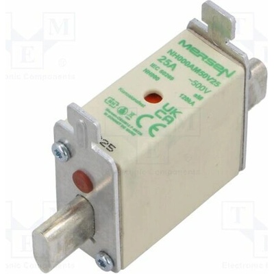 MERSEN NH000AM50V25 Pojistka: tavná; 25A; 500VAC; aM; keramická,průmyslová; NH000