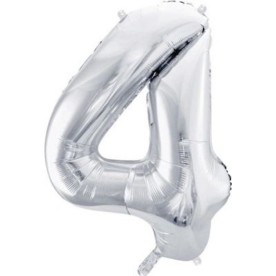 PARTYDECO Foliová číslice- 4 stříbrná 86 cm 553769