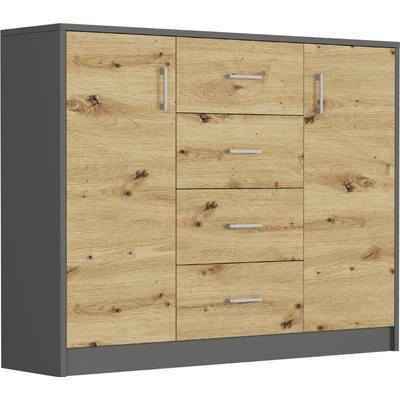 Framire Komoda pod televizi s šuplíky a skříňkami Antracit Mix Artisan 110 x 35 x 85 cm Modern U1