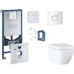 GROHE Rapid SLX - Комплект за предстенна инсталация, тоалетна, седалка SoftClose, бутони Arena Cosmopolitan и комплект за поставяне на таблет, Triple Vortex, Alpine White SANI11BB3138 (SANI11BB3138)