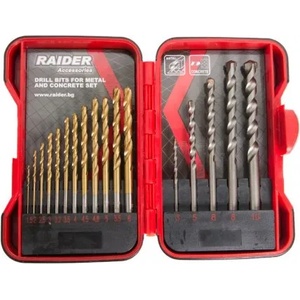 Raider Свредла за метал и бетон Ø 1, 5-10 мм комплект 17 броя raider