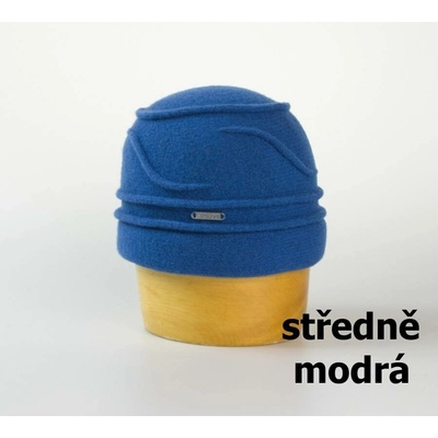 Vlněná toka zdobená sámky modrá