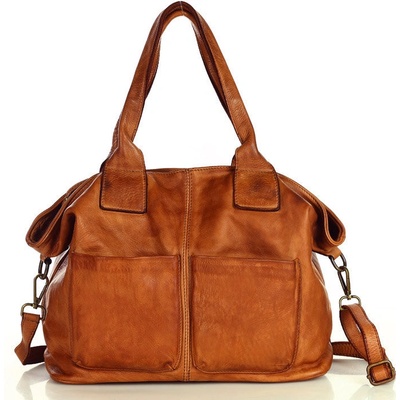Mazzini Marco dámska kožená shopper kabelka camel v169b hnedá