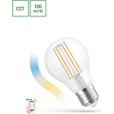 Spectrum LED GLS A60 5W COG 230V CCT+DIM CLEAR WI-FI SMART