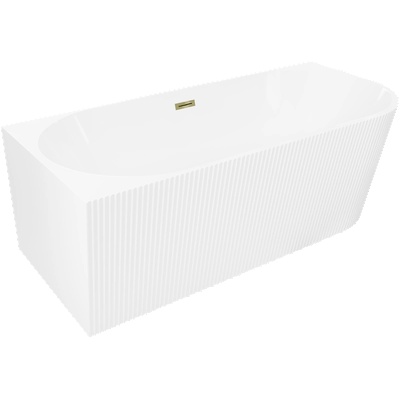 Mexen Silo свободно стояща ъглова лява оребрена вана 170 х 80 см, бяла, преливник злато - 52891708000L-50 (52891708000L-50)
