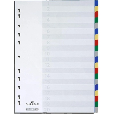 DURABLE Регистър durable пластмаса a/4 20 цвята + индекси 675827 (675827)